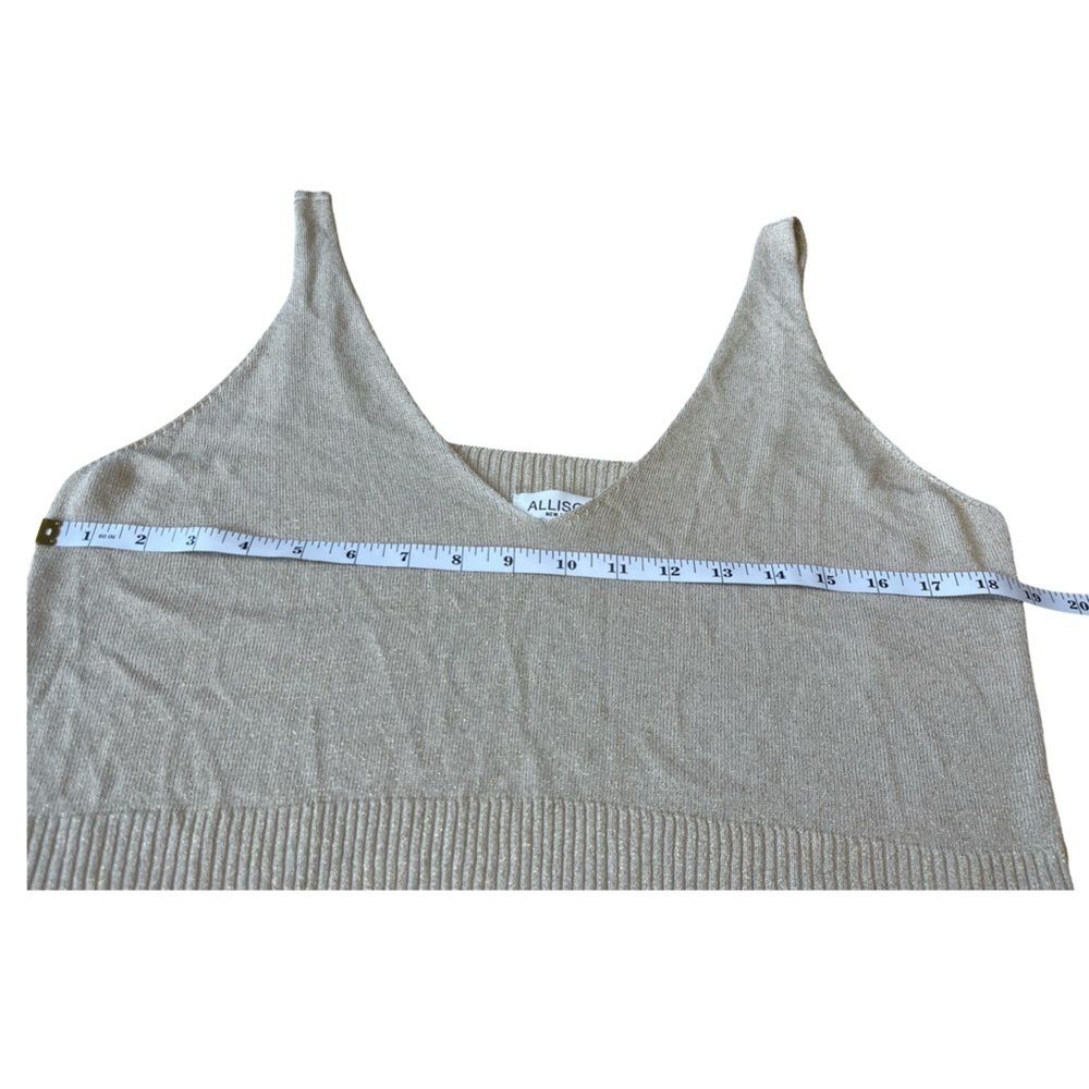 Allison New York Gold Shimmer Metallic Knit Crop Top - Small Petite - Picture 5 of 11